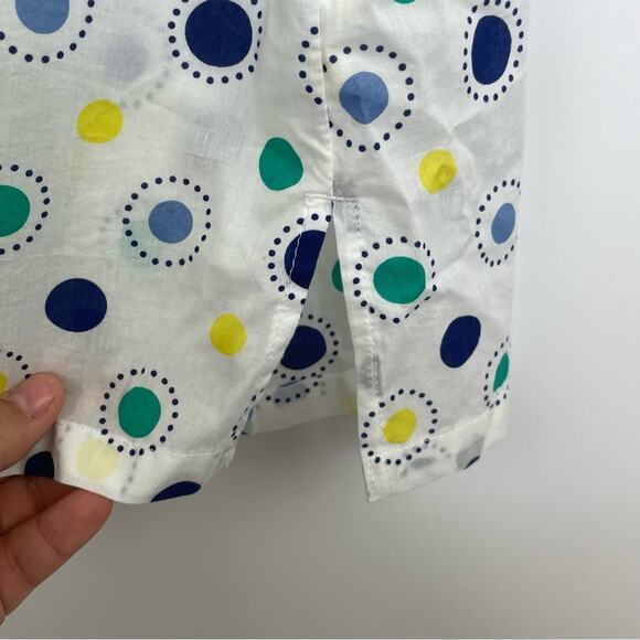 Talbots Woman white blouse with blue green yellow circle decor Size 3X - Picture 3 of 10